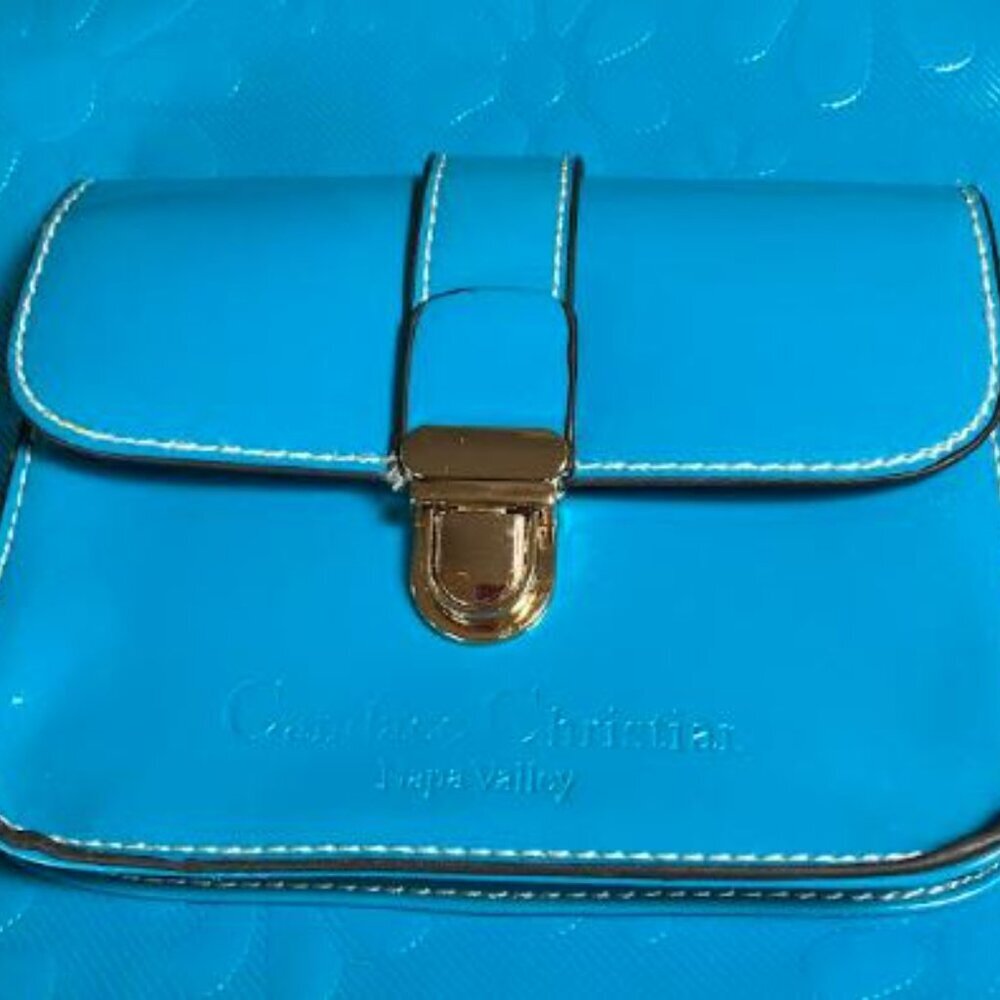Vintage Candace Christian Napa Valley Patent Leather Large Turquois Tote EUC - Picture 3 of 14